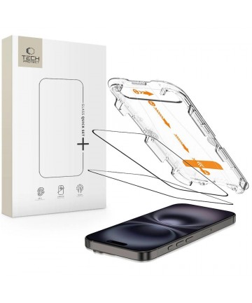 Tech-Protect Quick Set+ Tempered Glass 2-pack for iPhone 15 / 16