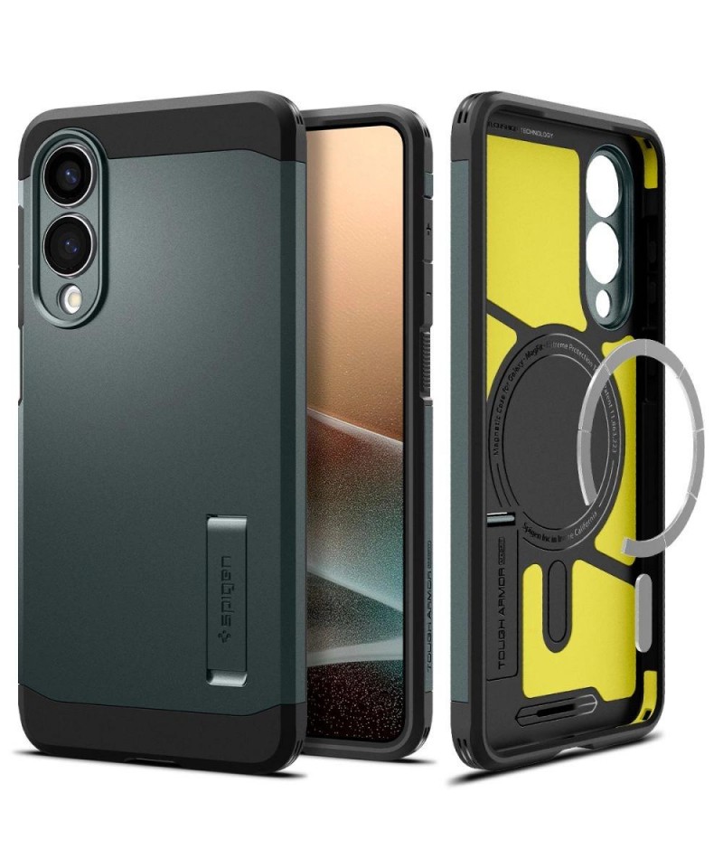 Spigen Tough Armor MagSafe Case for Samsung Galaxy S25 Edge - Green/Black