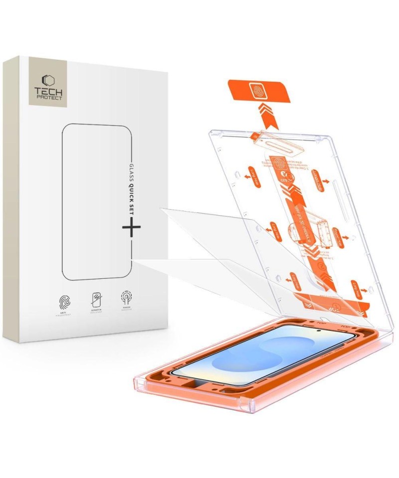 Tech-Protect Quick Set+ Tempered Glass for Samsung Galaxy S25 - Transparent