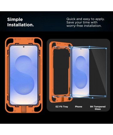 Tech-Protect Quick Set+ Tempered Glass for Samsung Galaxy S25 - Transparent