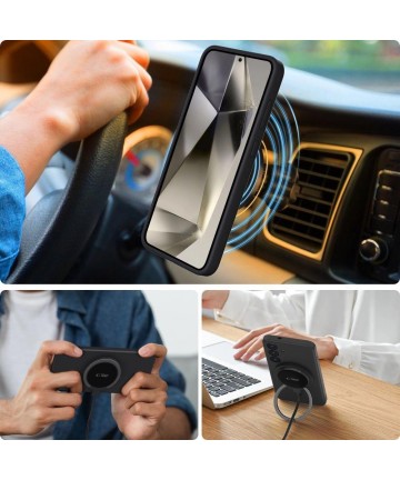 Tech-Protect Liquid Silicone MagSafe case for Samsung Galaxy S25 Edge - black