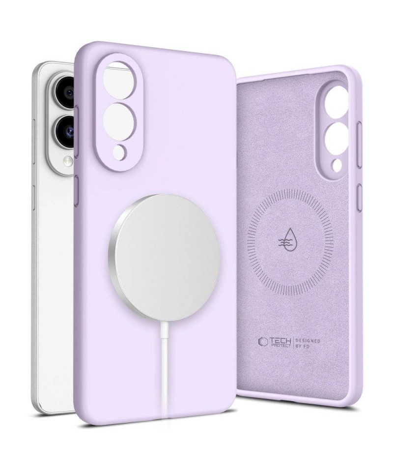 Tech-Protect Liquid Silicone MagSafe Case for Samsung Galaxy S25 Edge - Purple