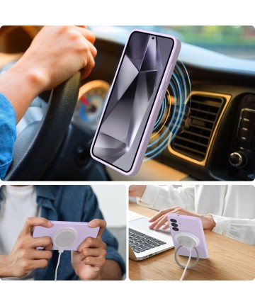 Tech-Protect Liquid Silicone MagSafe Case for Samsung Galaxy S25 Edge - Purple