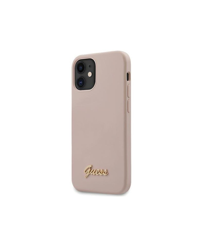 Guess GUHCP12SLSLMGLP iPhone 12 mini 5.4" light pink/light pink hardcase Silicone Script Gold Logo