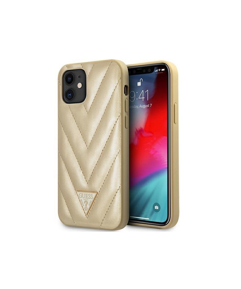 Guess GUHCP12SPUVQTMLBE iPhone 12 mini 5.4" gold/gold hardcase V-Quilted Collection