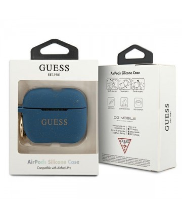 Guess GUACAPSILGLBL AirPods Pro cover blue/blue Silicone Glitter