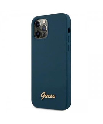Guess GUHCP12LLSLMGBL iPhone 12 Pro Max 6.7" blue/blue hardcase Metal Logo Script