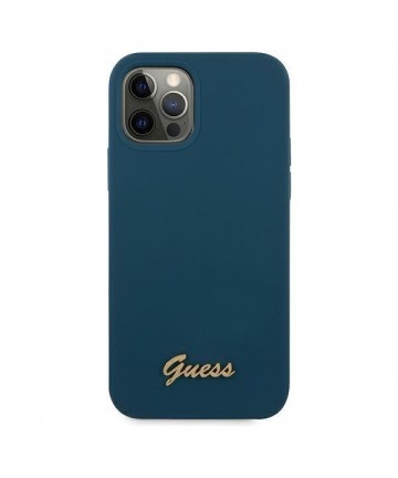 Guess GUHCP12LLSLMGBL iPhone 12 Pro Max 6.7" blue/blue hardcase Metal Logo Script