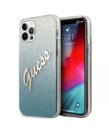 Guess GUHCP12LPCUGLSBL iPhone 12 Pro Max 6.7" blue/blue hardcase Glitter Gradient Script