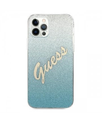 Guess GUHCP12LPCUGLSBL iPhone 12 Pro Max 6.7" blue/blue hardcase Glitter Gradient Script