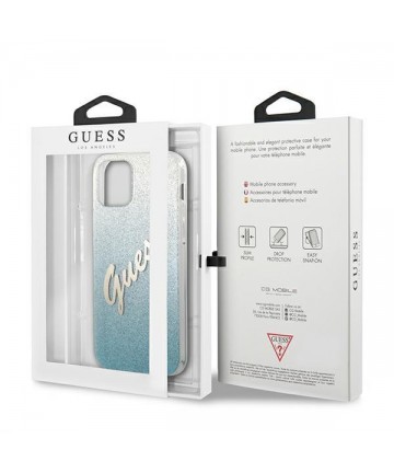 Guess GUHCP12LPCUGLSBL iPhone 12 Pro Max 6.7" blue/blue hardcase Glitter Gradient Script