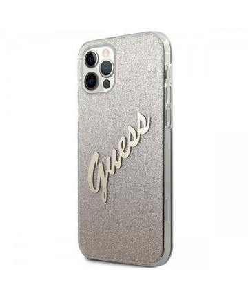 Guess GUHCP12LPCUGLSGO iPhone 12 Pro Max 6.7" gold/gold hardcase Glitter Gradient Script