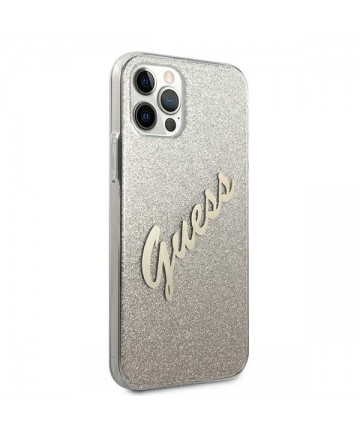 Guess GUHCP12LPCUGLSGO iPhone 12 Pro Max 6.7" gold/gold hardcase Glitter Gradient Script