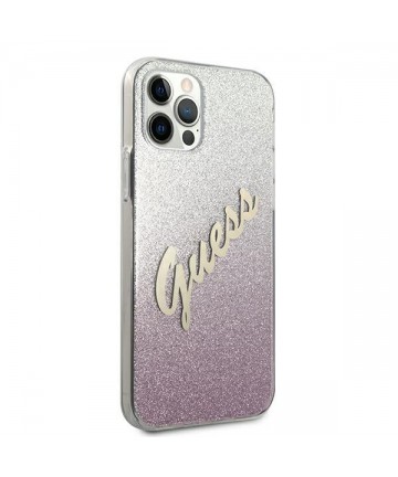 Guess GUHCP12LPCUGLSPI iPhone 12 Pro Max 6.7" pink/pink hardcase Glitter Gradient Script