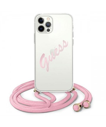 Guess GUHCP12MCRTVSPI iPhone 12/12 Pro 6.1" pink/pink hardcase Script Vintage