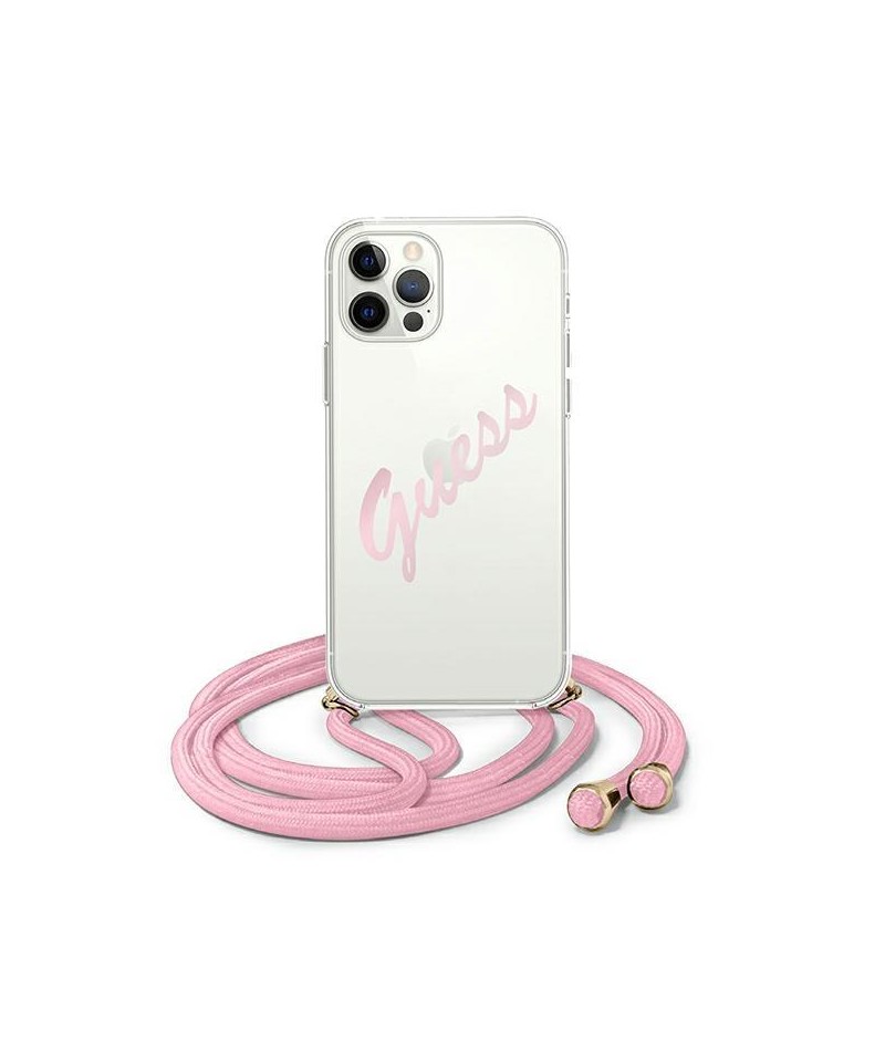 Guess GUHCP12MCRTVSPI iPhone 12/12 Pro 6.1" pink/pink hardcase Script Vintage