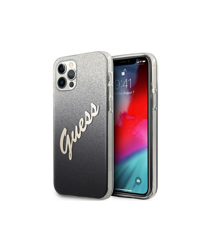 Guess GUHCP12MPCUGLSBK iPhone 12/12 Pro 6.1" black/black hardcase Glitter Gradient Script