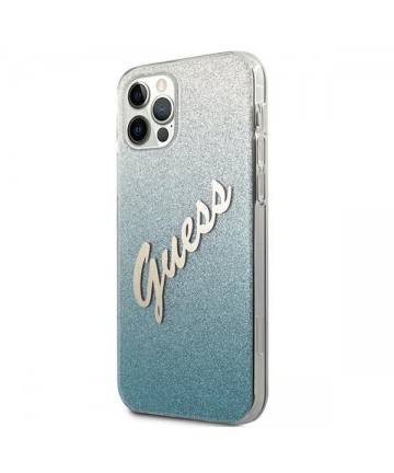 Guess GUHCP12MPCUGLSBL iPhone 12/12 Pro 6.1" blue/blue hardcase Glitter Gradient Script