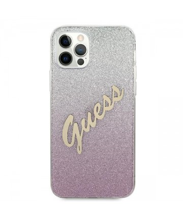 Guess GUHCP12MPCUGLSPI iPhone 12/12 Pro 6.1" pink/pink hardcase Glitter Gradient Script