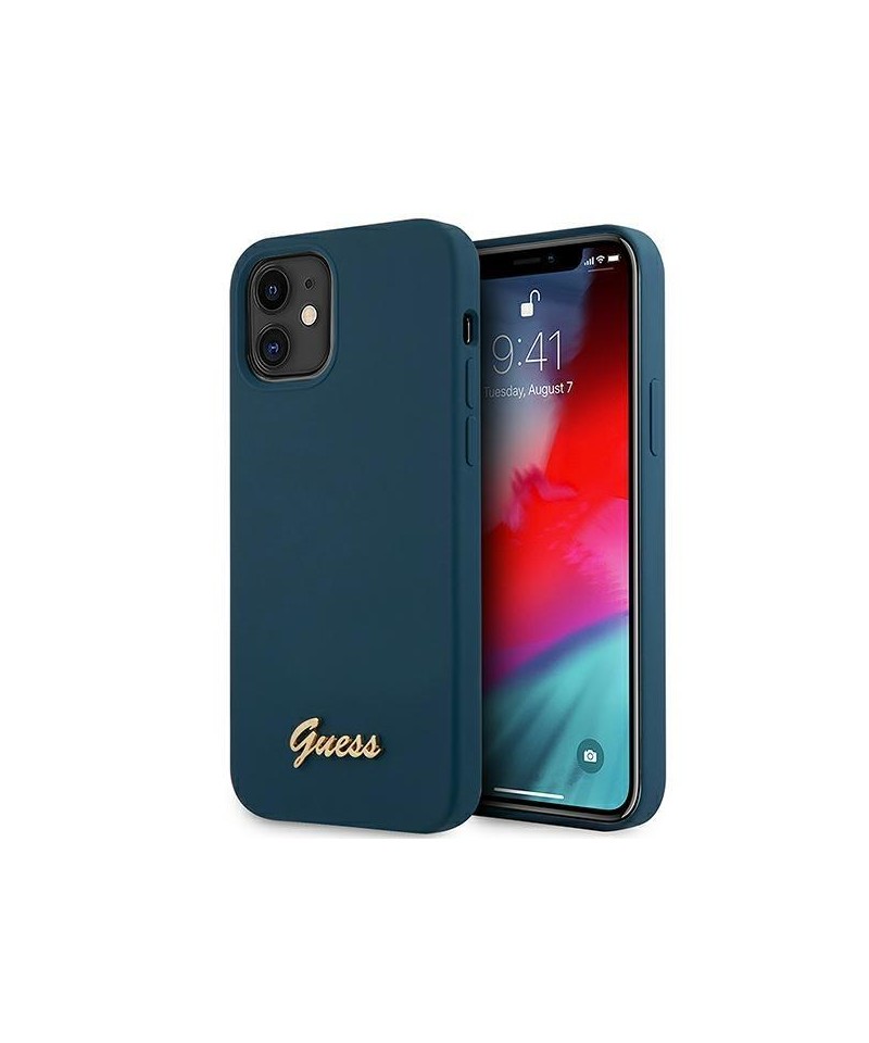 Guess GUHCP12SLSLMGBL iPhone 12 mini 5.4" blue/blue hardcase Metal Logo Script