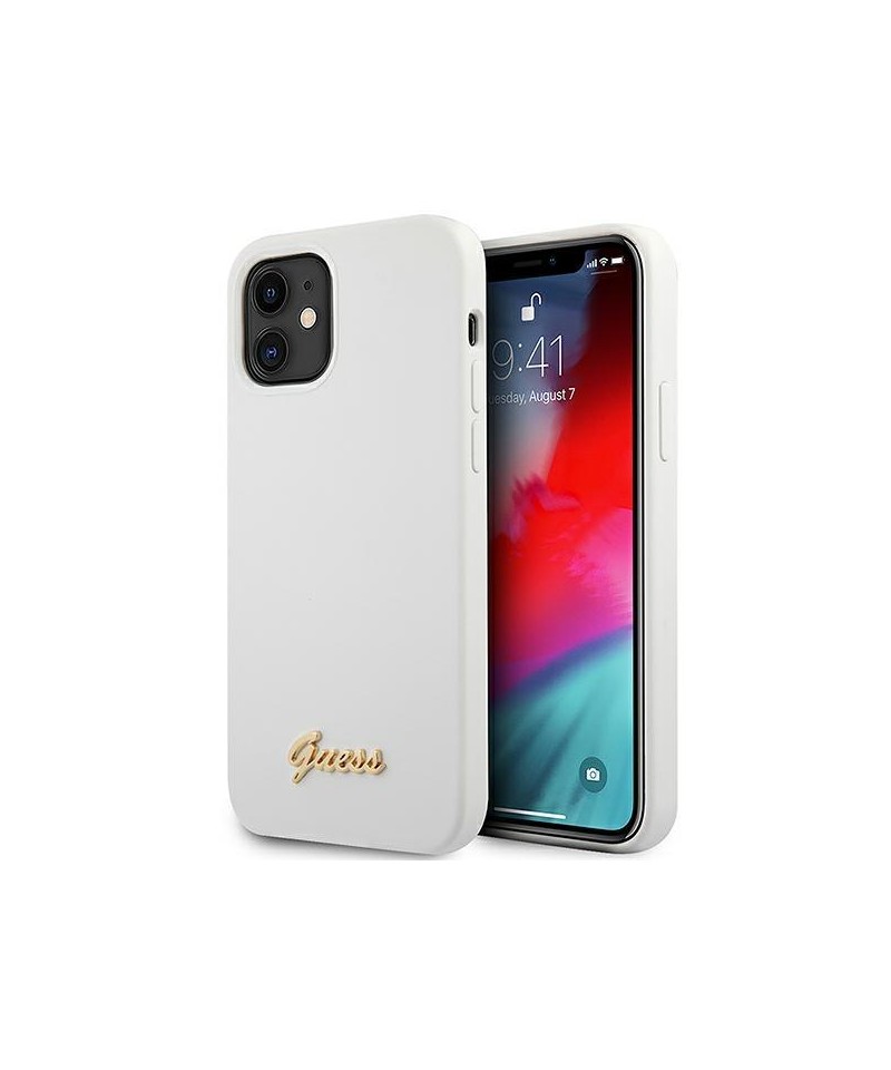 Guess GUHCP12SLSLMGWH iPhone 12 mini 5.4" white/white hardcase Metal Logo Script