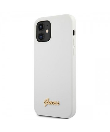 Guess GUHCP12SLSLMGWH iPhone 12 mini 5.4" white/white hardcase Metal Logo Script