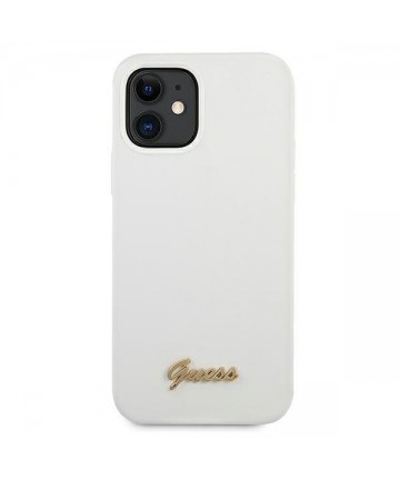 Guess GUHCP12SLSLMGWH iPhone 12 mini 5.4" white/white hardcase Metal Logo Script