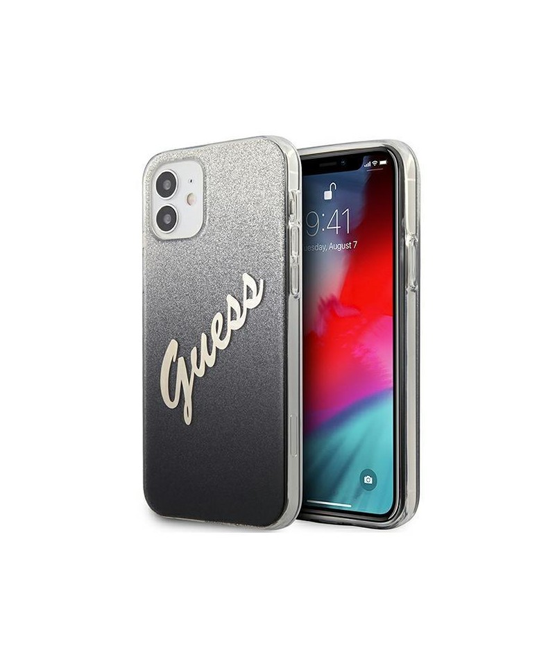 Guess GUHCP12SPCUGLSBK iPhone 12 mini 5.4" black/black hardcase Glitter Gradient Script
