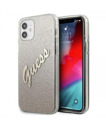 Guess GUHCP12SPCUGLSGO iPhone 12 mini 5.4" gold/gold hardcase Glitter Gradient Script