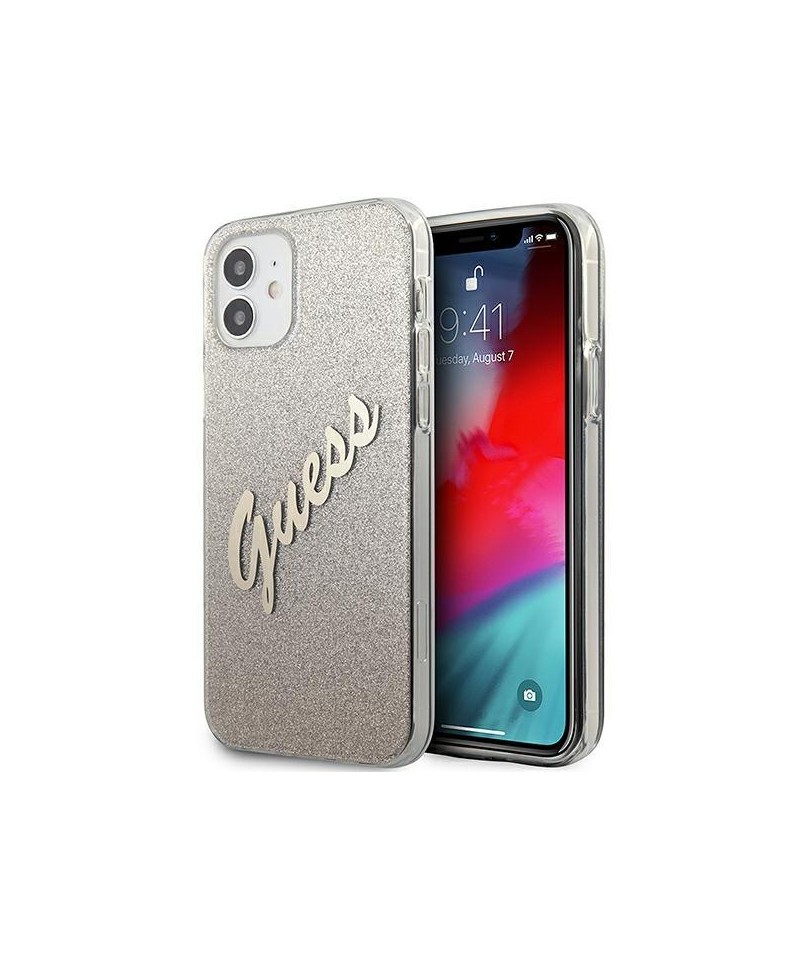 Guess GUHCP12SPCUGLSGO iPhone 12 mini 5.4" gold/gold hardcase Glitter Gradient Script