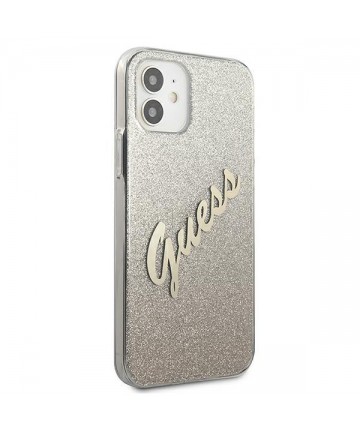 Guess GUHCP12SPCUGLSGO iPhone 12 mini 5.4" gold/gold hardcase Glitter Gradient Script
