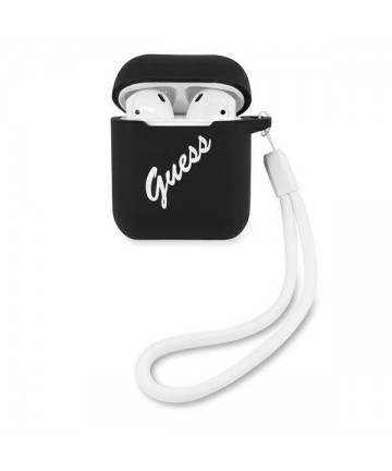 Guess GUACA2LSVSBW AirPods cover black/white Silicone Vintage