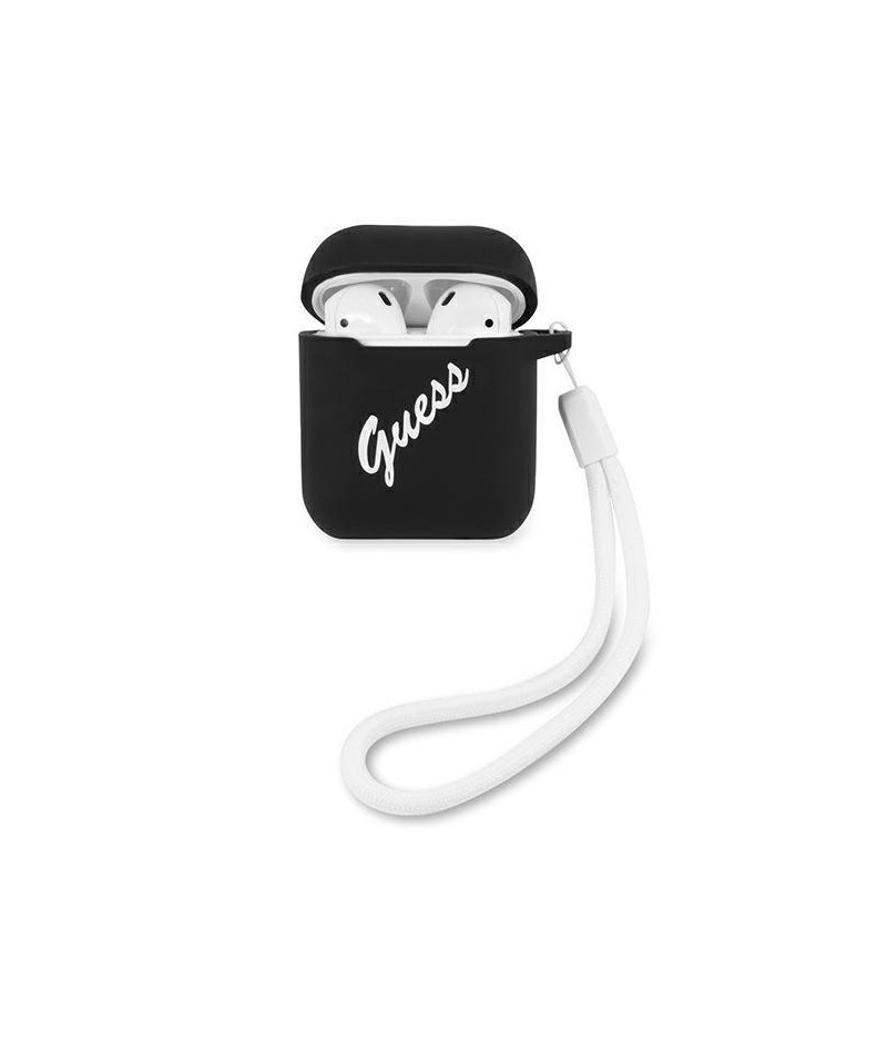 Guess GUACA2LSVSBW AirPods cover black/white Silicone Vintage