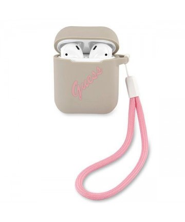 Guess GUACA2LSVSGP AirPods cover gray pink/grey pink Silicone Vintage