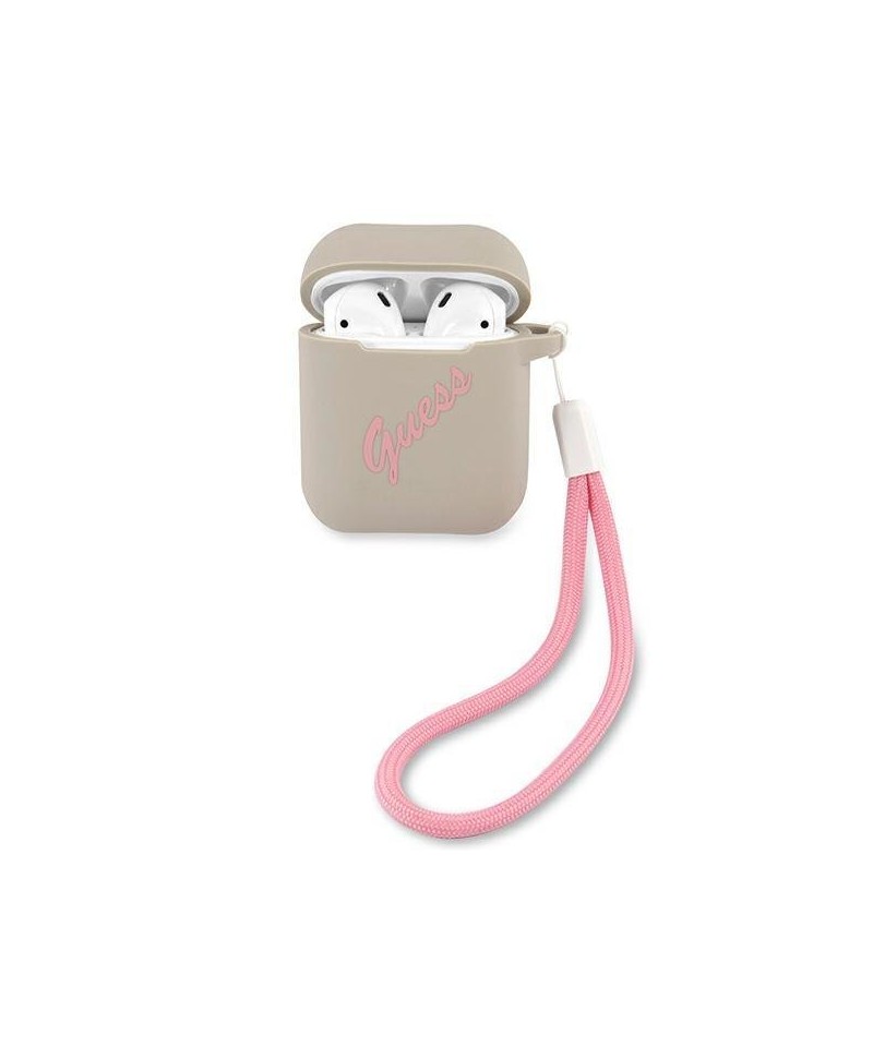 Guess GUACA2LSVSGP AirPods cover gray pink/grey pink Silicone Vintage