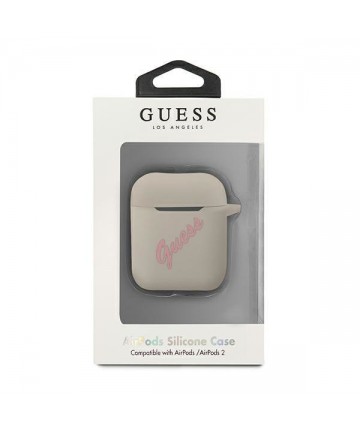 Guess GUACA2LSVSGP AirPods cover gray pink/grey pink Silicone Vintage