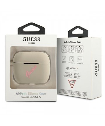 Guess GUACAPLSVSGP AirPods Pro cover gray pink/grey pink Silicone Vintage