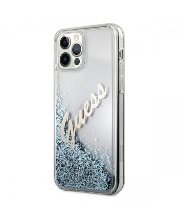 Guess GUHCP12LGLVSBL iPhone 12 Pro Max 6.7" blue/blue hardcase Glitter Vintage Script