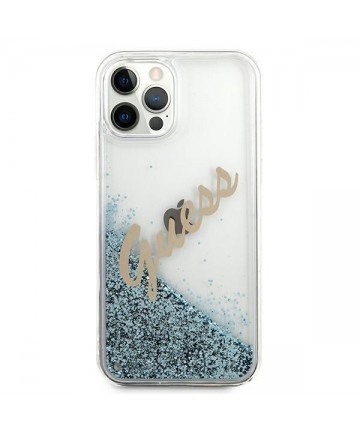 Guess GUHCP12LGLVSBL iPhone 12 Pro Max 6.7" blue/blue hardcase Glitter Vintage Script