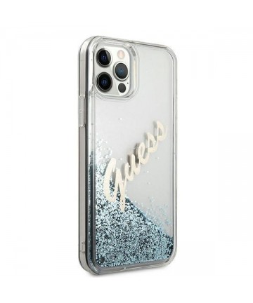 Guess GUHCP12LGLVSBL iPhone 12 Pro Max 6.7" blue/blue hardcase Glitter Vintage Script