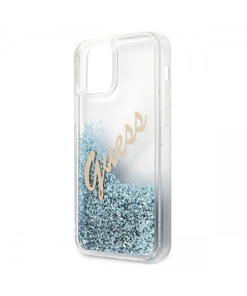 Guess GUHCP12LGLVSBL iPhone 12 Pro Max 6.7" blue/blue hardcase Glitter Vintage Script