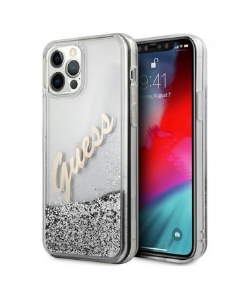 Guess GUHCP12LGLVSSI iPhone 12 Pro Max 6.7" silver/silver hardcase Glitter Vintage Script