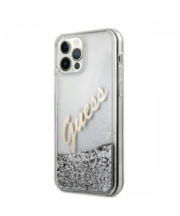 Guess GUHCP12LGLVSSI iPhone 12 Pro Max 6.7" silver/silver hardcase Glitter Vintage Script