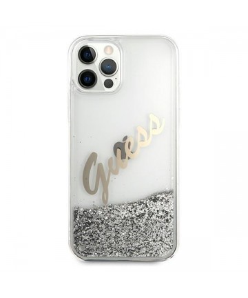 Guess GUHCP12LGLVSSI iPhone 12 Pro Max 6.7" silver/silver hardcase Glitter Vintage Script