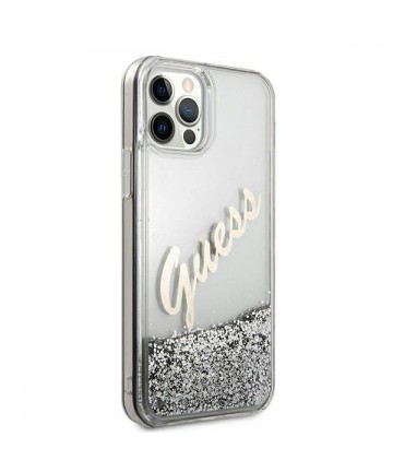 Guess GUHCP12LGLVSSI iPhone 12 Pro Max 6.7" silver/silver hardcase Glitter Vintage Script