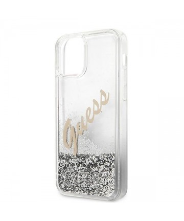 Guess GUHCP12LGLVSSI iPhone 12 Pro Max 6.7" silver/silver hardcase Glitter Vintage Script