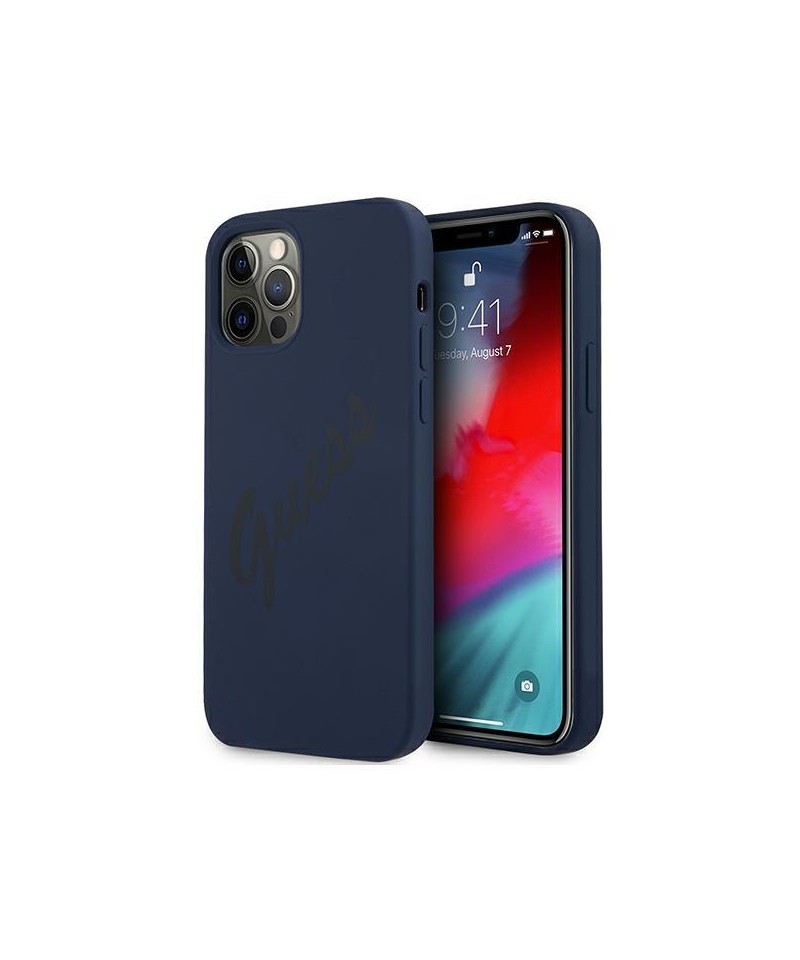 Guess GUHCP12LLSVSBL iPhone 12 Pro Max 6.7" blue/blue hardcase Script Vintage
