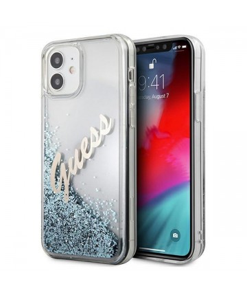 Guess GUHCP12SGLVSBL iPhone 12 mini 5.4" blue/blue hardcase Glitter Vintage Script