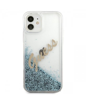 Guess GUHCP12SGLVSBL iPhone 12 mini 5.4" blue/blue hardcase Glitter Vintage Script