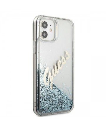 Guess GUHCP12SGLVSBL iPhone 12 mini 5.4" blue/blue hardcase Glitter Vintage Script